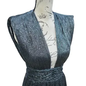 Sabina Musayev Bonita Dress Metallic Tiered Midi Plunge Sleeveless‎ Size XS thumbnail 5