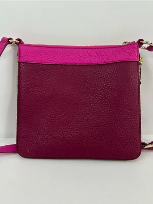 Cole Haan Pebbled Two-Tone Pink Leather Expandable Crossbody Bag thumbnail 3