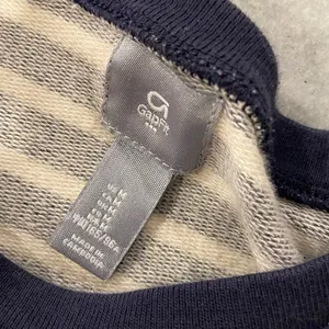 Gap Fit Size M Blue Cream Stripe Crew Neck 3/4 Sleeve Cotton Terry Sweatshirt thumbnail 10