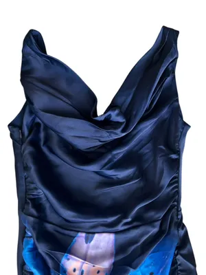 Abercrombie & Fitch Women’s Cowl Neck Draped Maxi Dress Dark Indigo Floral thumbnail 3