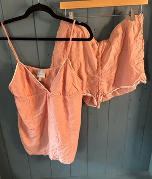 Banana Republic Soft Peach Pink Cami & Shorts Summer Sleep Set | Size Large thumbnail 1
