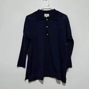 Tuckernuck Navy‎ Linen Blend Clayton Knit Polo Top Size XS/S thumbnail 2