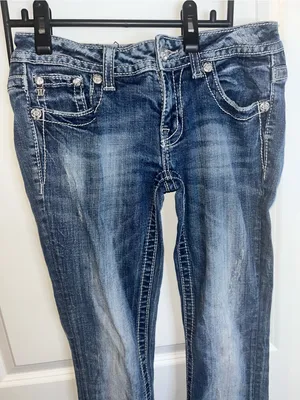 Miss Me Bootcut Straight Leg Floral Crystalized Embroidered Stitched Jeans Sz 27 thumbnail 3