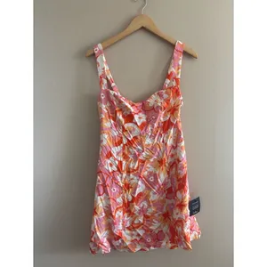 Lulus Ashlea Orange Floral Sweetheart Mini Dress Size Medium NWT Beach Feminine thumbnail 4