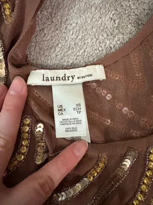 Laundry by Design Brown Sequin Embellished Top thumbnail 3