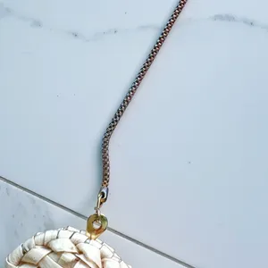 Cream clutch with strap woven chain White thumbnail 10