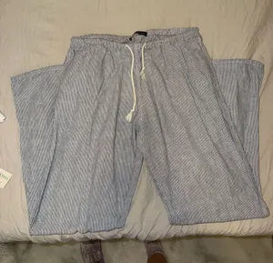 Brandy Melville Light Blue Striped Drawstring Joggers thumbnail 1