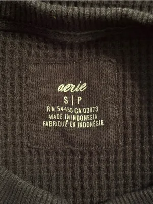 Aerie The Sweat Waffle Crewneck in Black thumbnail 4