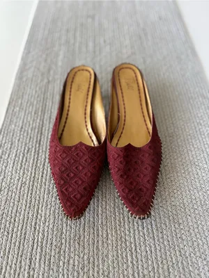 J. Jill Burgundy Textured Pointed Toe Slip-On Kitten Heels Mules 8.5 thumbnail 5
