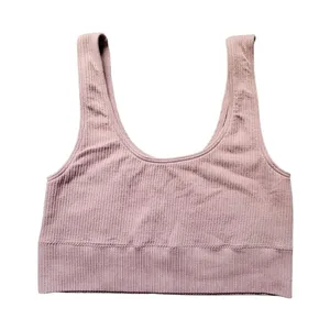 SKIMS Stretch Rib Scoop Neck Bralette Ribbed Wireless Mauve Pink S/M thumbnail 1