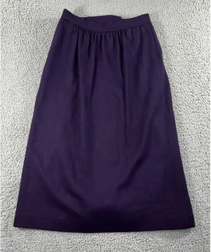 Evan-Picone Skirt Women 6 Purple Wool Blend‎ 28'' Midi Pockets Dark Academia Vtg thumbnail 1