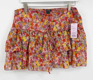 Wild Fable Floral Mini Ruffle Tiered Skirt Size Large New With Tags Fairy thumbnail 1