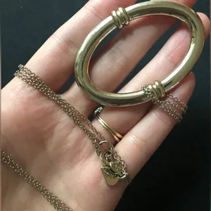 Lauren Ralph Lauren light gold tone LONG double chain necklace with pendant thumbnail 4