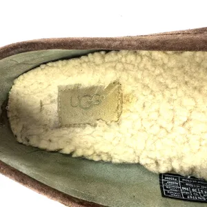 UGG Size 8 Slip On Brown Leather Sherpa‎ Lined Buckle Flats Tread Moccasins thumbnail 6