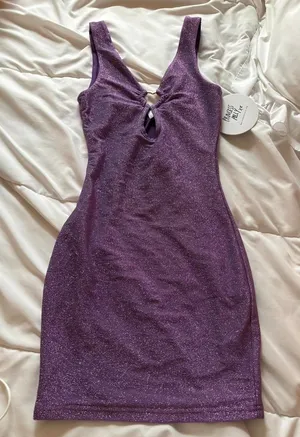 Princess Polly purple glitter mini dress thumbnail 1