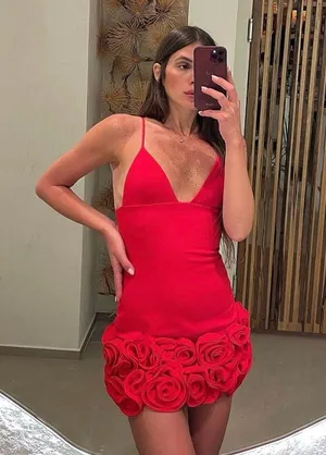 Zara Red Floral Hem mini Dress evening date party cocktail wedding thumbnail 1