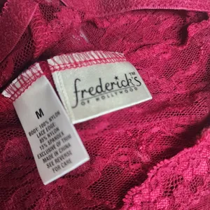 Frederick's of Hollywood Red Floral Lace Lingerie with Garter Clips (M) thumbnail 5