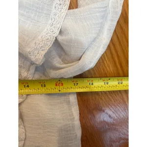 Free People Ivory Ruffle Lace‎ Gauze Blouse High Neck Boho Top Small thumbnail 4