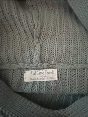 Full Circle Trends Light Sage Green Waffle-Knit Crewneck Sweater thumbnail 3