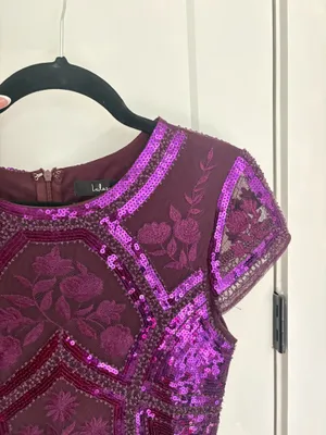 Lulus Purple Sequin Embroidered Mini Dress – Size Medium thumbnail 3