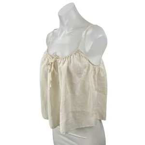 J.Crew Women's Cream Sleeveless Tie Scoop Cami Camisole Cropped Tank Top Size M thumbnail 2