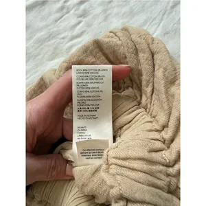 Free People Linen Blend Drawstring Pants M Beige thumbnail 6