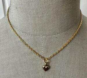 Dainty Puffy heart Pendant necklace thumbnail 1