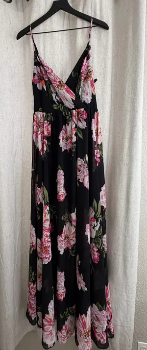 B Darlin Black Maxi Dress with Pink Floral Print thumbnail 1