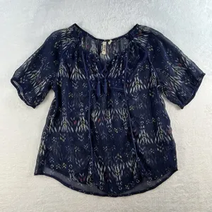 Y2K Mudd L Large Top Sheer Aztec Graphic‎ Whimsygoth Fairy Boho Grunge Women's thumbnail 2