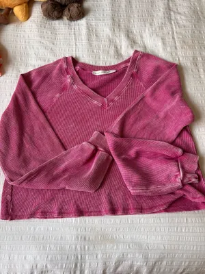 Altar'd State Pink V-Neck Sweater thumbnail 4