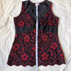 vintage y2k whimsygoth witchy fairycore black & red lace tank top size small thumbnail 7