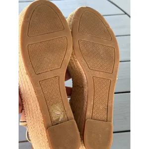 Tory Burch Pink Beige Striped Strappy Wedge Platform Slip-On Sandals Size 7M thumbnail 14