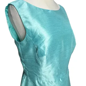 Taylor Dress Womens 10 Aqua Blue Satin Sleeveless Sheer V Back Party‎ Classic thumbnail 4