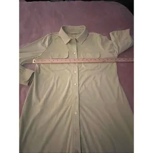 Soft Surroundings Chartreuse Green Polyester Suede Button Front Tunic Top M thumbnail 6