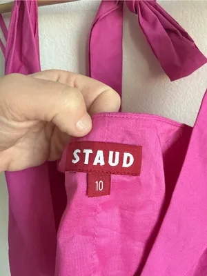 STAUD Kai Crisscross Halter Top Pink Tie Neck Bow Size 10 thumbnail 5