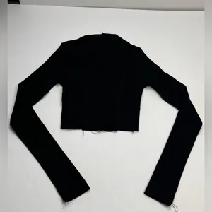 Naked Wardrobe Womens Size XS Black Mock Neck Ribbed Long Sleeve Cropped Shirt‎ thumbnail 8