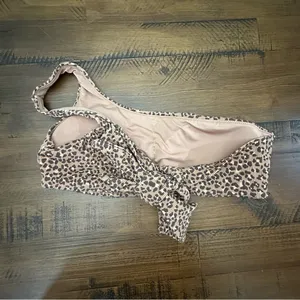 Aerie Women's Size M Brown Animal Print One Shoulder Bikini Top Swim Padded thumbnail 3