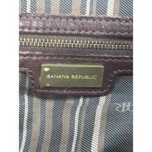 Banana Republic Brown Leather Bowling Satchel Bag Brass Buckles Y2K Slouchy thumbnail 6