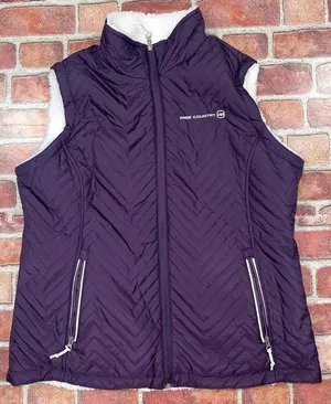 Pre-Owned Free Country Purple Zip Puffer Vest Sherpa Soft Sleeveless Size L Cold thumbnail 1
