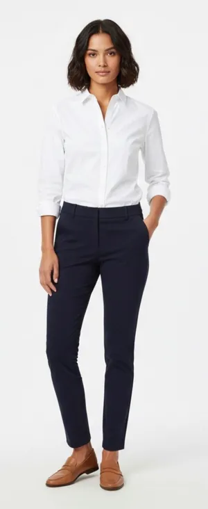 J.Crew Navy Blue Slim Fit Ankle Trousers Womens Size‎ 8 Career Work Pants thumbnail 1