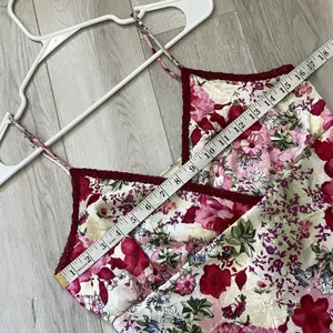 Y2K Floral Tank Top asymmetrical lace womens Red (medium) vintage feminine girly thumbnail 3