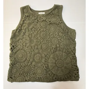 Maurices Crochet‎ Front Tank Top Womens Size M Olive Green Boho Peasant Hippie thumbnail 10