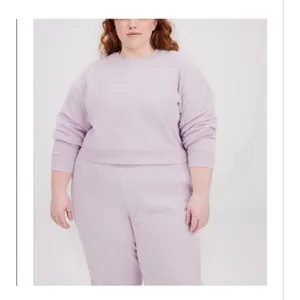Girlfriend Collective Orchid Lilac Lavender Pink 50/50 Cropped Pullover- Small thumbnail 3