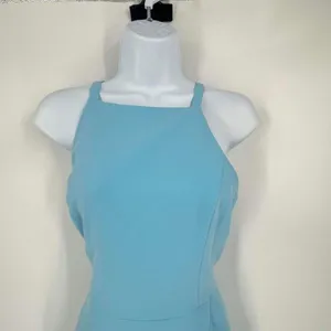 Amanda Uprichard‎ Women's Square Neck Tulip Hem Mini Dress Light Blue Size Large thumbnail 5