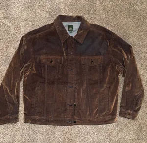Wild Fable Brown Flocked Denim Trucker Jacket Size Medium thumbnail 1