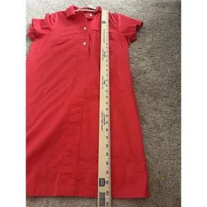 J. Crew Collared Red Coral Popover Button Shirt Dress Size XS Career Preppy thumbnail 7