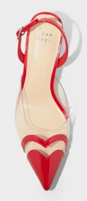 A New Day Red Heart Slingback Heels thumbnail 1