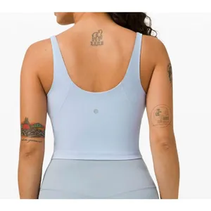 Lululemon Align Cropped Built In Bra Tank Top Blue Linen 8 thumbnail 2