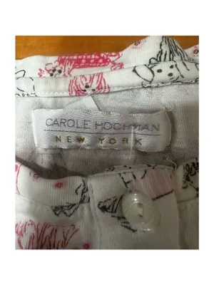 Carol Hochman Women's M Graphic Print Pajama Set White Collared Button-Up thumbnail 4