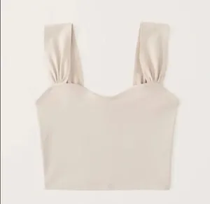 [Abercrombie & Fitch] Nude Light Taupe Soft Sweetheart Crop Tank Top Sz Large L thumbnail 1